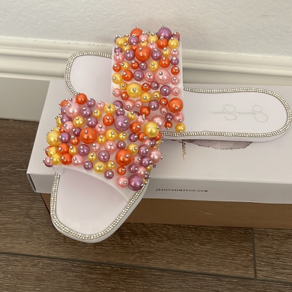 Jessica Simpson White/Multi Jelly Sandals - Picture 7 of 7
